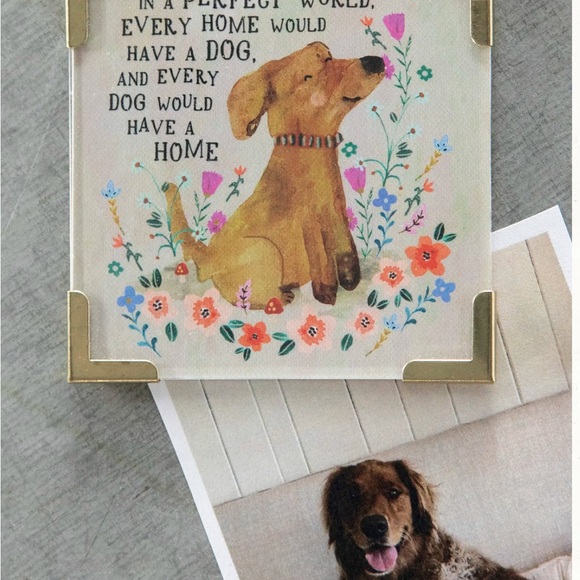 Natural Life Dog Magnet or Charming Dog Wall Art or Shelf art with Gold Corners - Picture 3 of 7